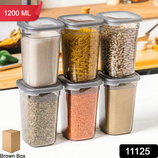 Six Wukusy plastic multipurpose kitchen storage fridge containers, 1200 ml capacity, arranged for organization and freshness.