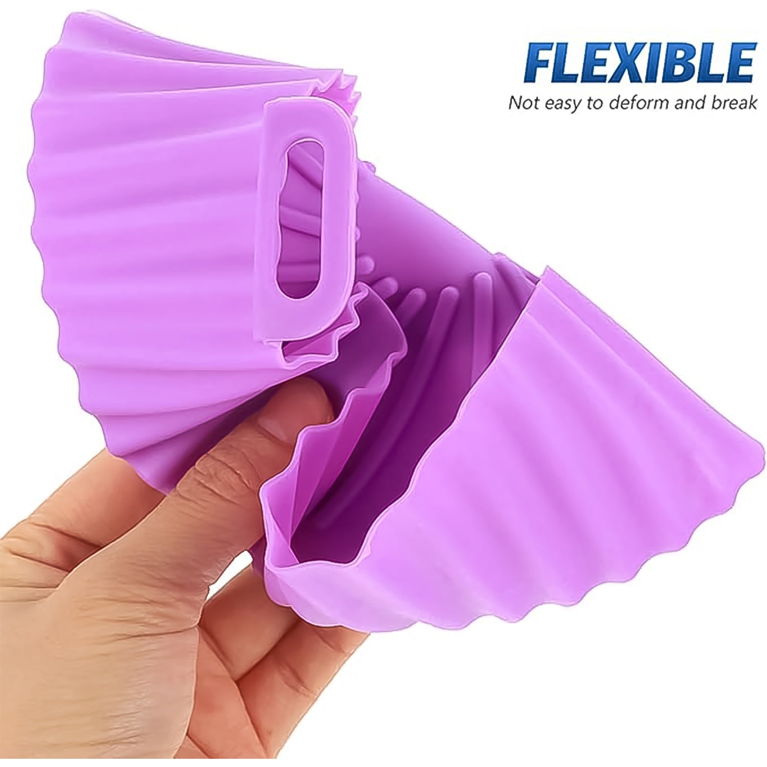 Set of six reusable silicone air fryer pots with handles from Wukusy, ideal for healthy cooking and easy cleaning.