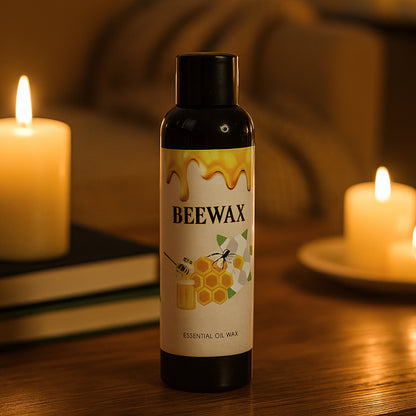 Wukusy beeswax essential oil wood polish spray bottle, 120ml, with natural beeswax and essential oil ingredients for wood care.