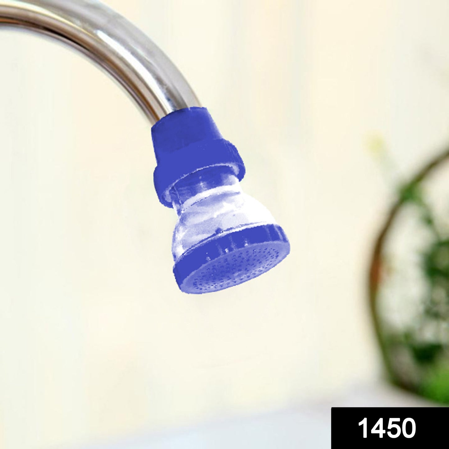 Wukusy 1450 small plastic 360-degree shower head faucet, kitchen tool with adjustable spray for versatile water flow.