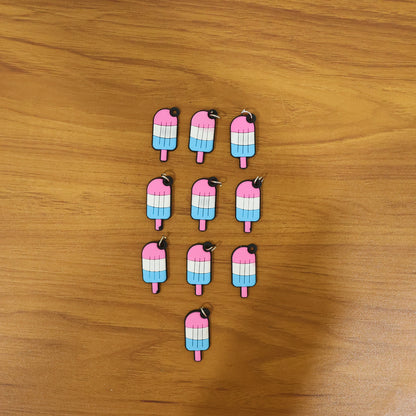 Set of 10 Wukusy ice cream shape bag charm keychains featuring colorful, playful designs for accessories and decoration.