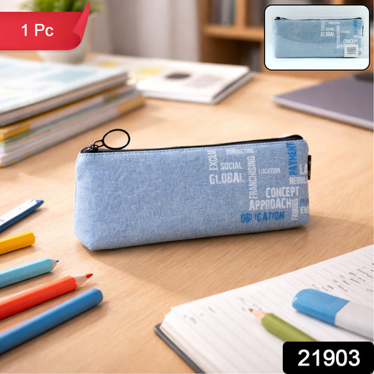 Wukusy stylish fabric zipper pencil pouch with a sleek design, ideal for organizing pens, pencils, and small stationery items.