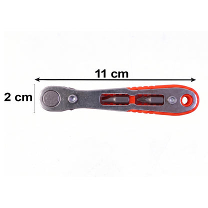 Wukusy mini ratchet wrench in compact, versatile repair tool kit, showing the small, ergonomic wrench suitable for precise repairs.