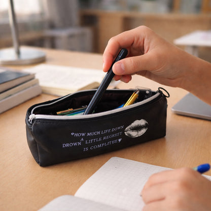 Wukusy printed zipper pencil pouch organizer with colorful design and multiple compartments for stationery storage.