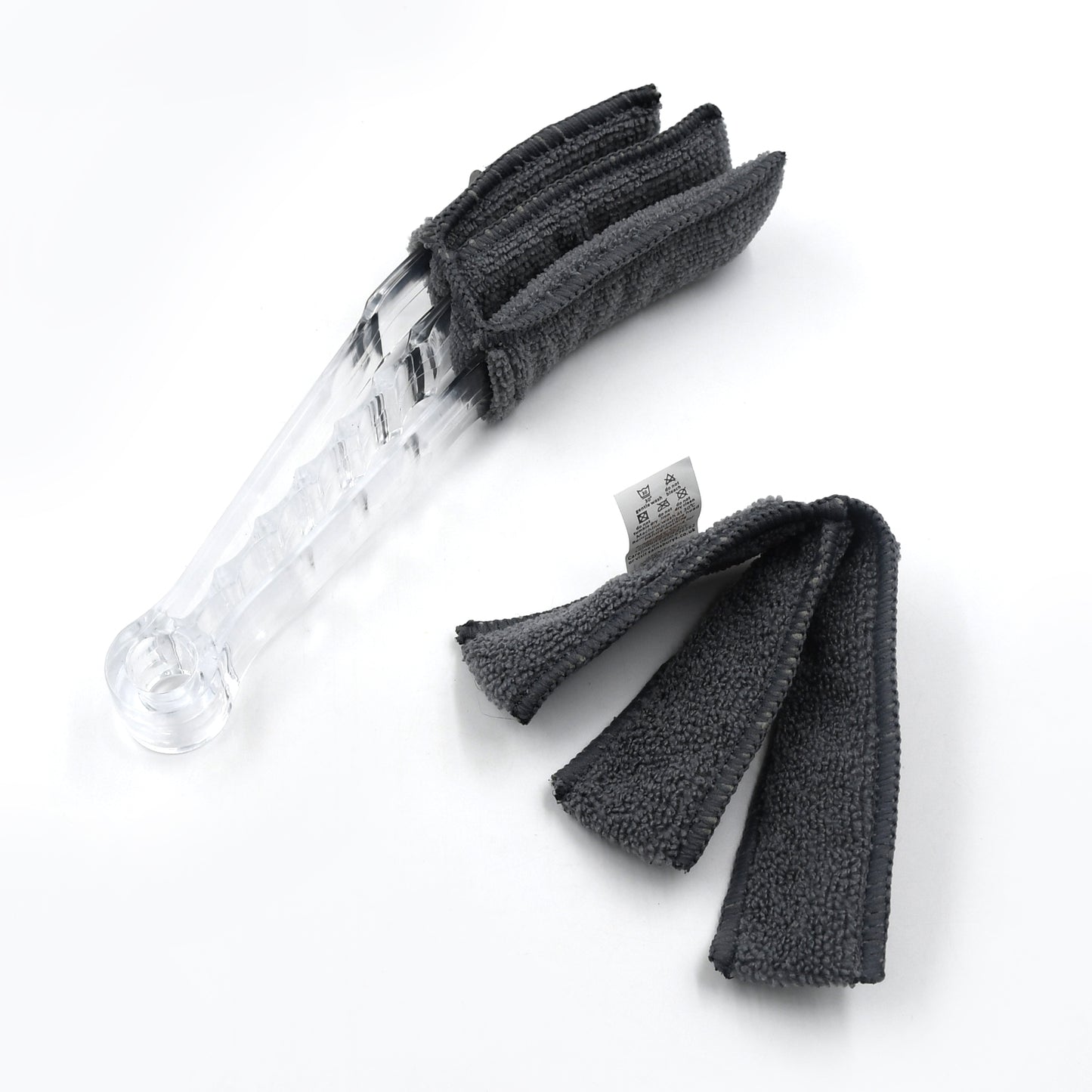 Wukusy Window Blind Cleaner Duster Brush with microfiber sleeves used on window shutters and air conditioner jalousie blinds.