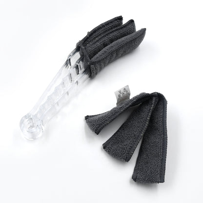 Wukusy Window Blind Cleaner Duster Brush with microfiber sleeves used on window shutters and air conditioner jalousie blinds.
