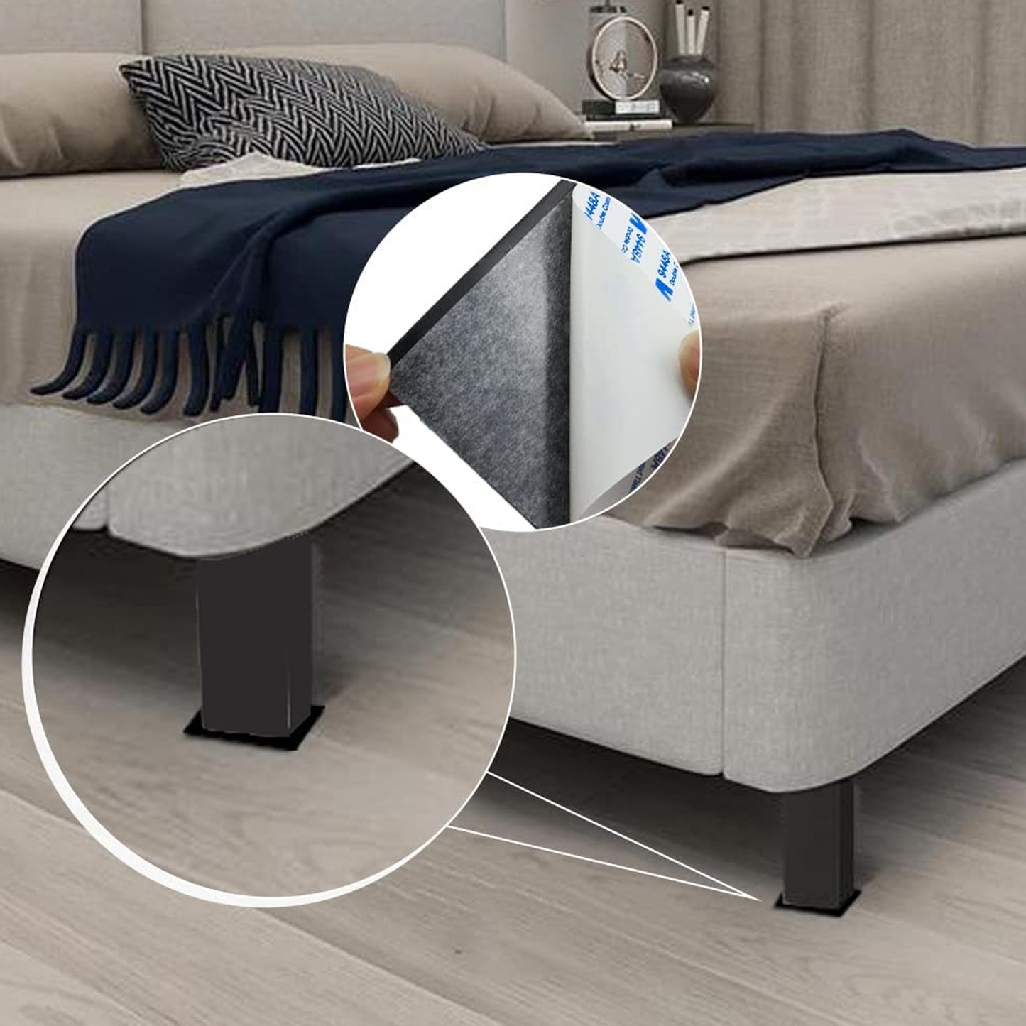 Wukusy square furniture felt pads, four-pack, floor protector pads for home furniture, soft felt surface and durable backing.