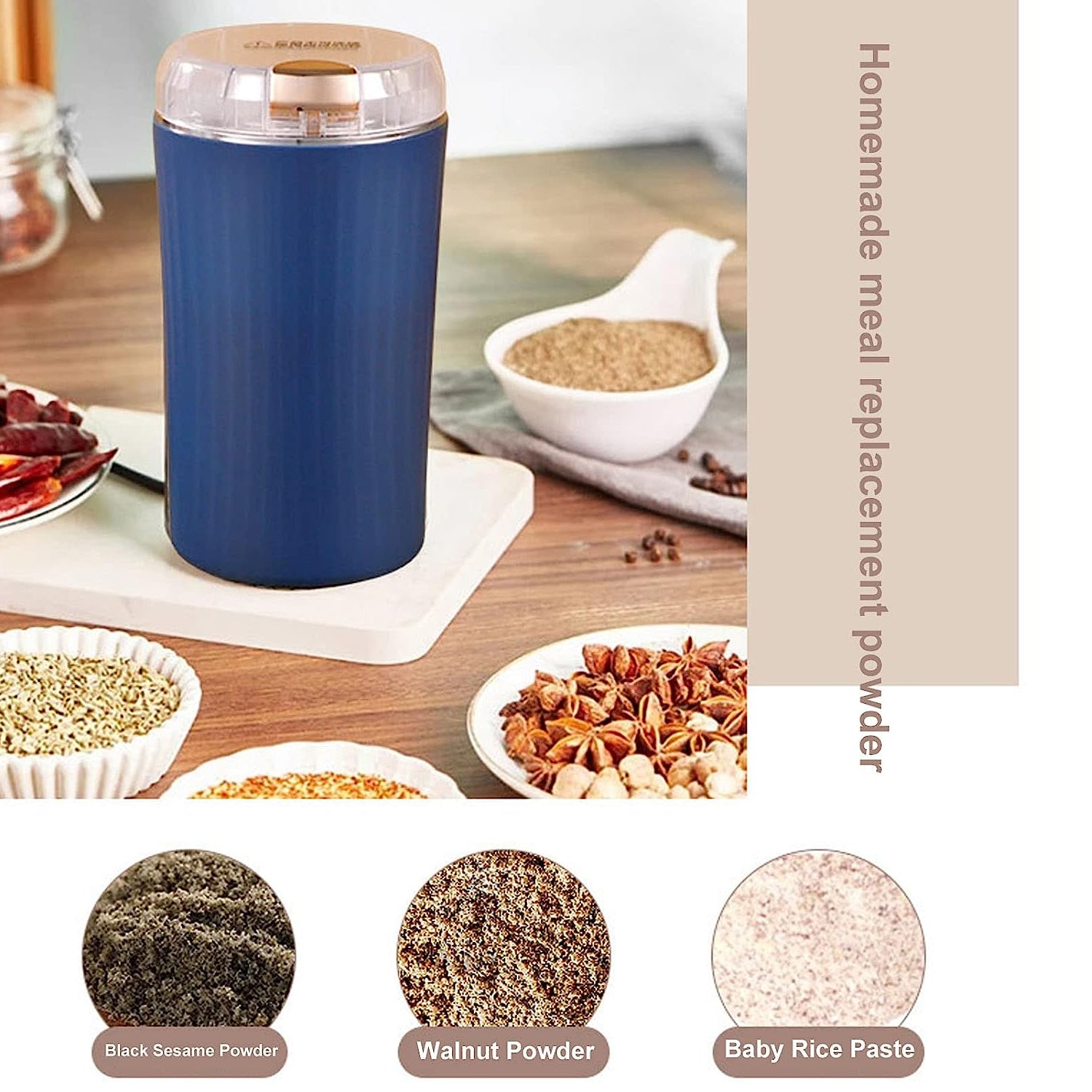 Wukusy 5324 Mini Mixer and Coffee Grinder, small portable electric grinder for coffee beans, ideal for home and office use.