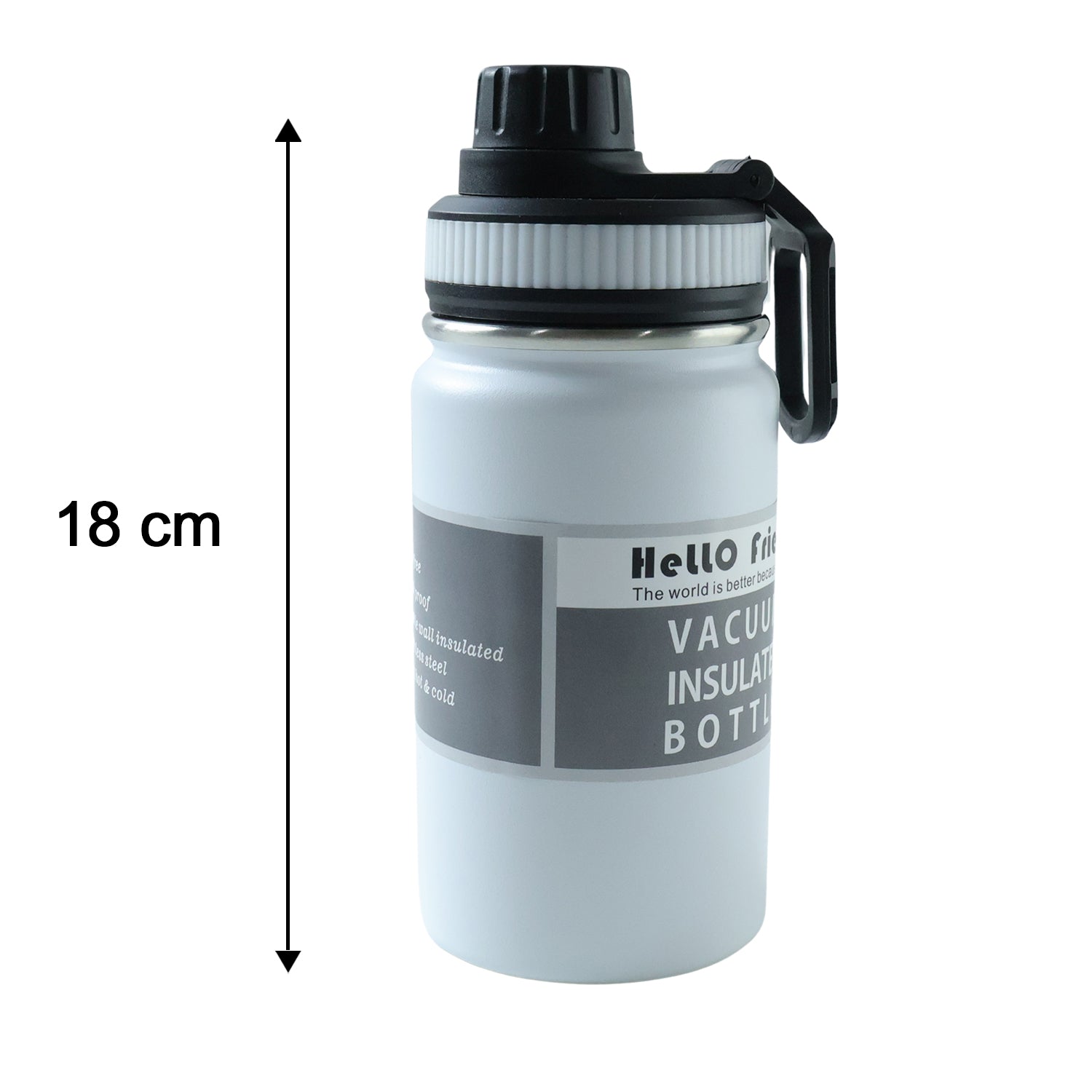 Wukusy compact vacuum insulated water bottle, 400ml, with stainless steel body and screw-top lid, suitable for hot and cold beverages
