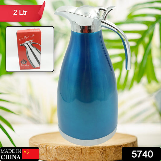 Wukusy 2L stainless steel vacuum insulated kettle jug for hot beverages like coffee and tea, suitable for home, office, and travel.