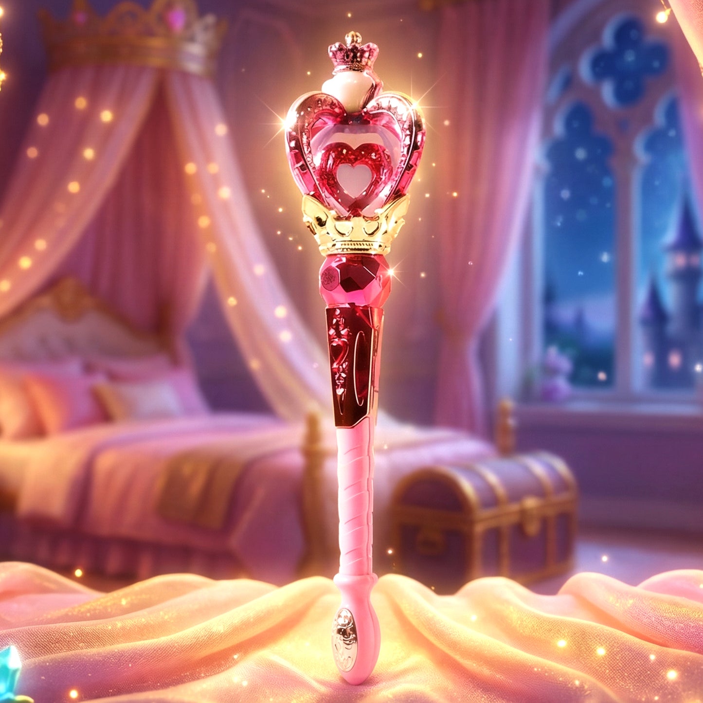 Wukusy Princess Magic Light Wand toy for kids with glowing lights, pink and purple design, battery not included