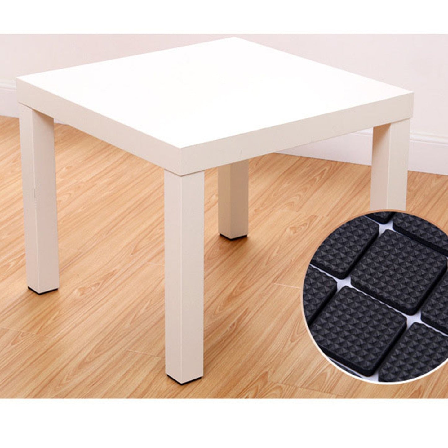Set of 28 Wukusy rubber furniture pads with self-sticking non-slip design for noise reduction and furniture protection.