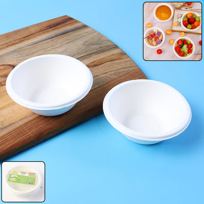 Wukusy Freshee 180ml round compostable bagasse bowl, 10-pack, suitable for home and kitchen use, eco-friendly and biodegradable.