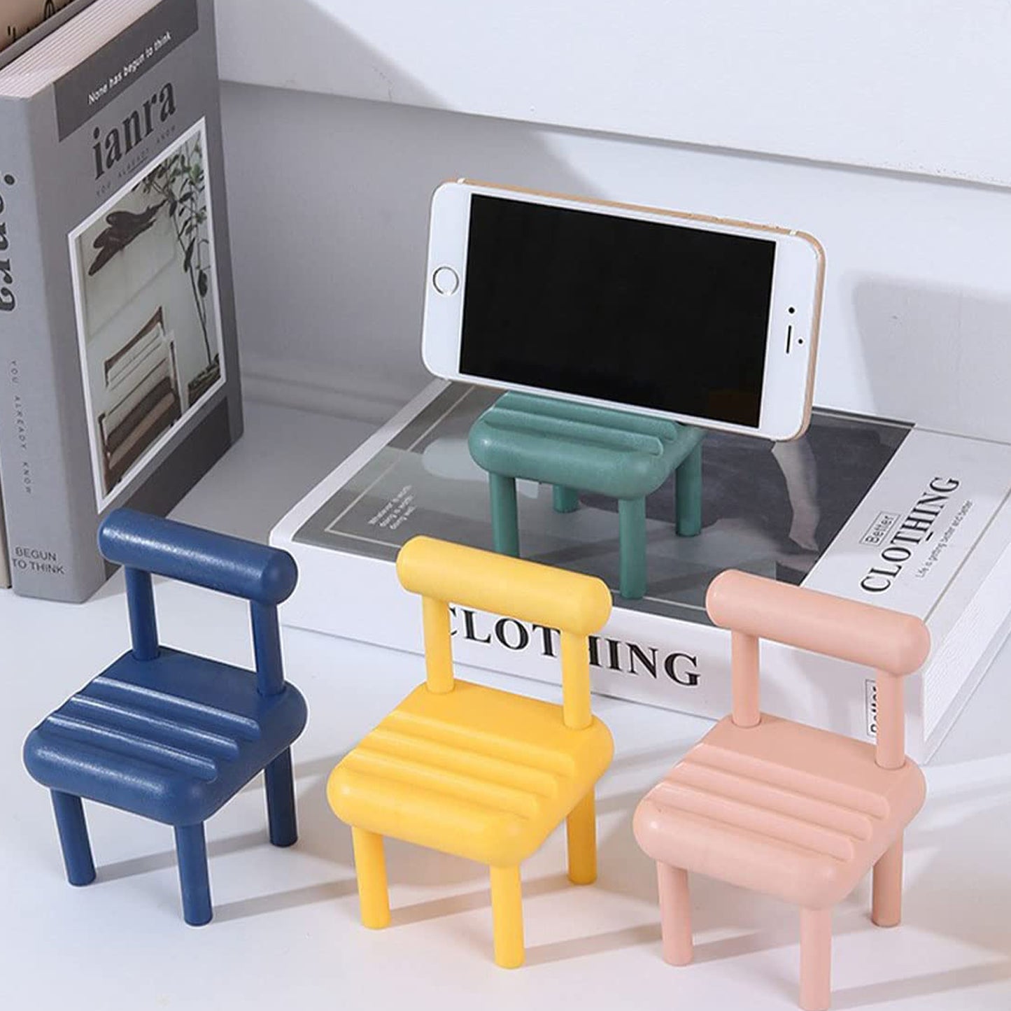 Wukusy mobile phone holder mini chair stand for smartphones, portable desktop dock compatible with all mobile phones.