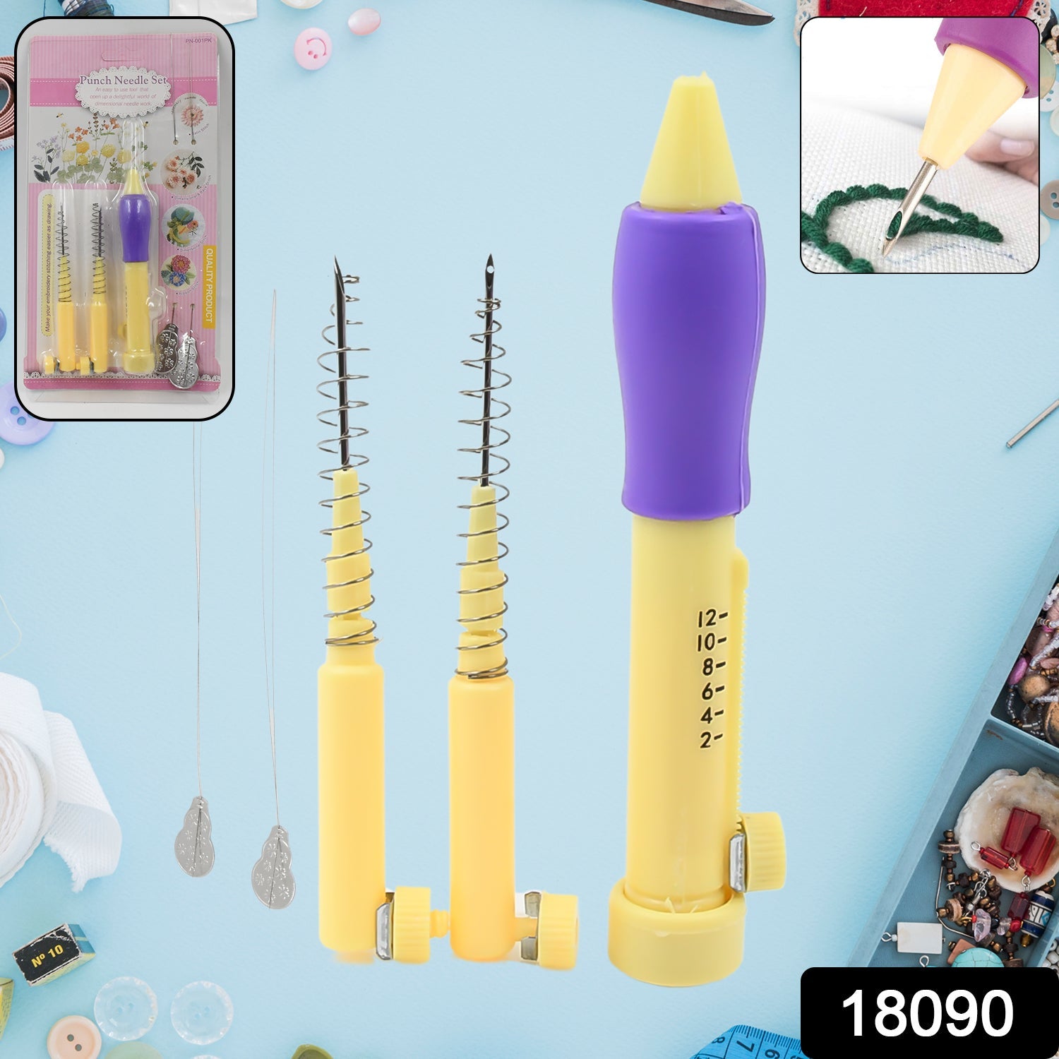 Wukusy punch needle DIY craft set for home improvement, featuring colorful punch needle tools and supplies for textile projects.
