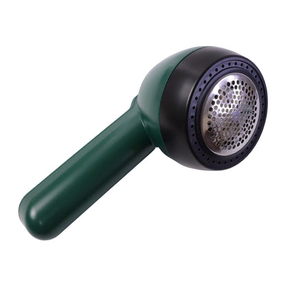 Wukusy rechargeable electric lint remover with cleaning brush, compact handheld device for removing lint and fuzz from clothing.