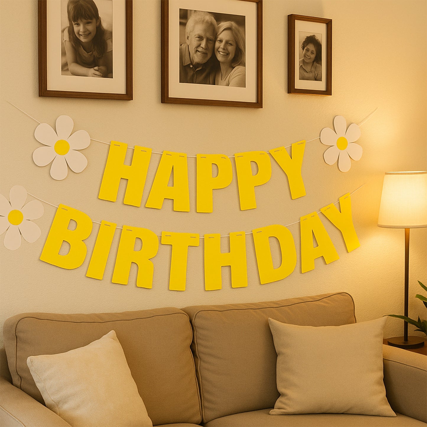 Wukusy Happy Birthday party decoration banner set with colorful letters, perfect for home birthday celebrations and festive decor.