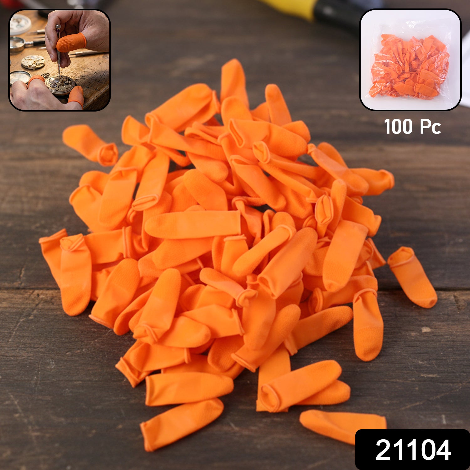 Pack of 100 Wukusy multipurpose protective finger covers, clear silicone sleeves for safeguarding fingertips during tasks.