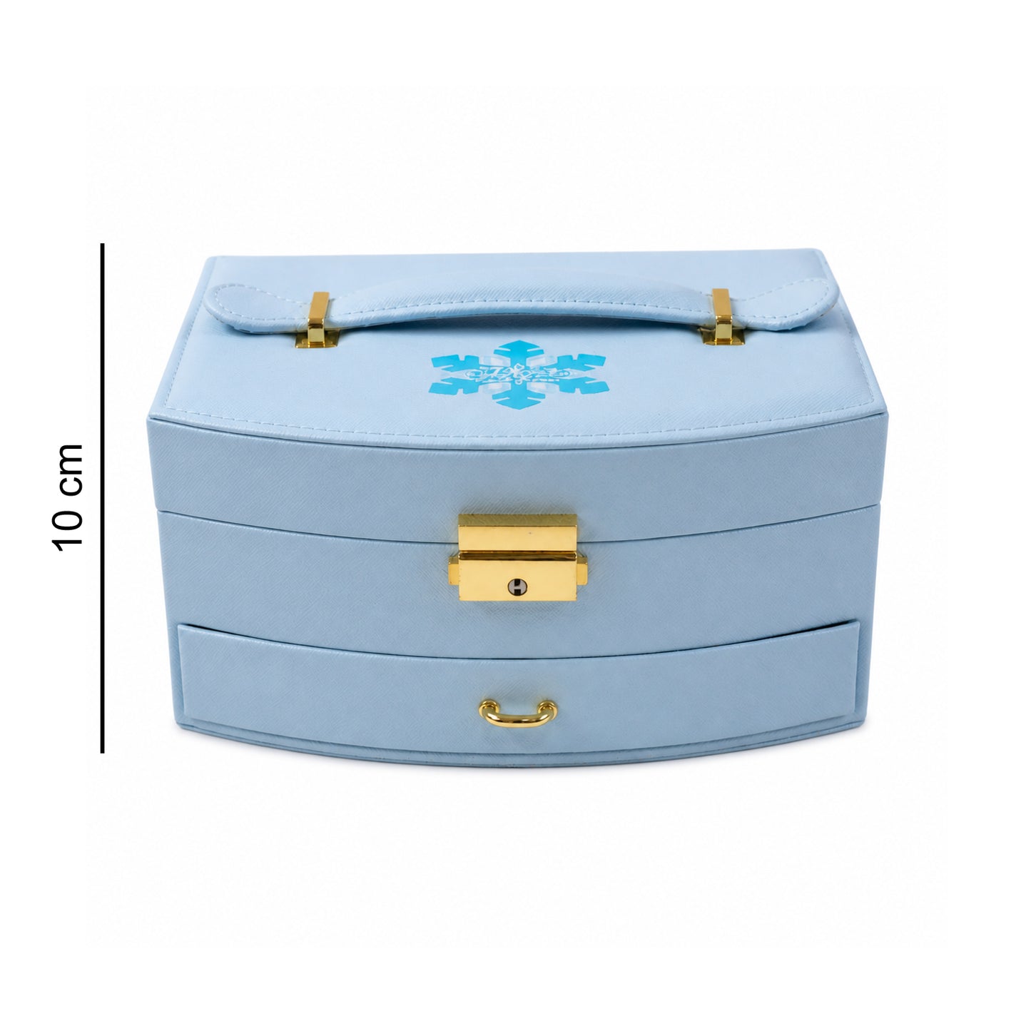 Wukusy premium multi-layer jewelry storage box with mirror, featuring compartments for necklaces, rings, and earrings.