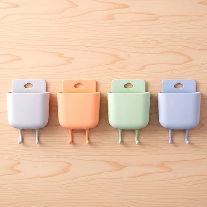 Wukusy multi-purpose plastic wall-mounted mobile charging holder set with four black and gray adjustable phone and device stands.