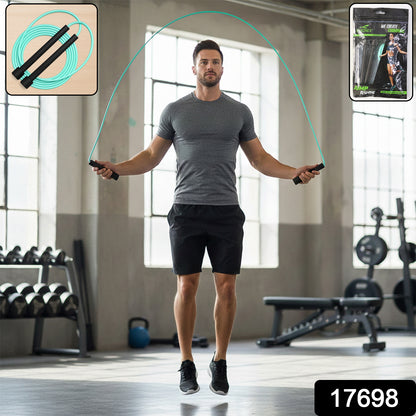 Wukusy high-speed skipping rope with foam padded handles, lightweight and durable for cardio workouts and fitness training.