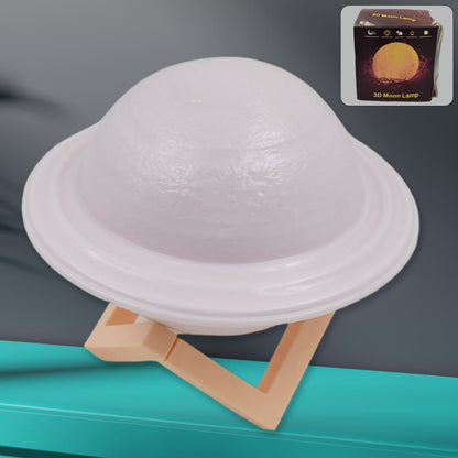 Wukusy 3D Saturn lamp home decor bedside night light with multicolor glow and base, perfect for bedroom or living room decoration.