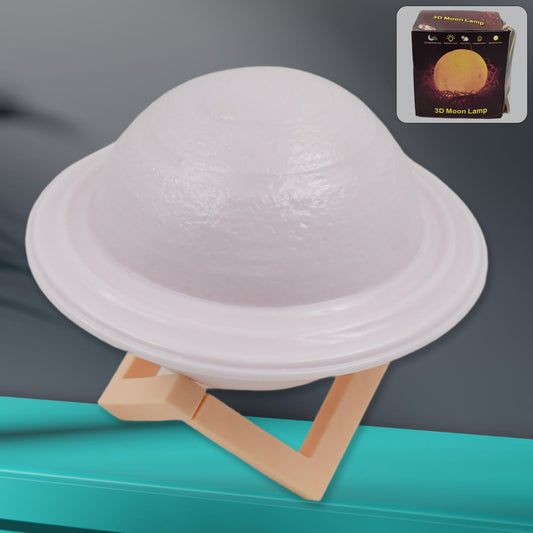 Wukusy 3D Saturn lamp home decor bedside night light with multicolor glow and base, perfect for bedroom or living room decoration.
