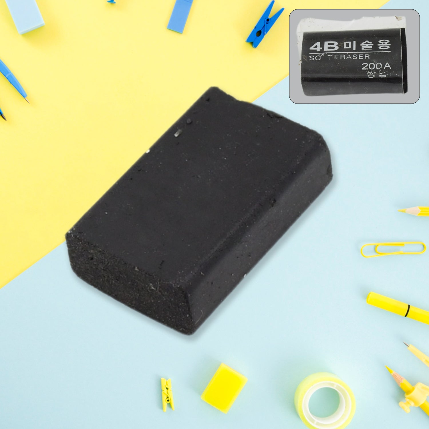 Wukusy fancy stylish office eraser with mixed design, single piece, featuring colorful patterns for school and office use