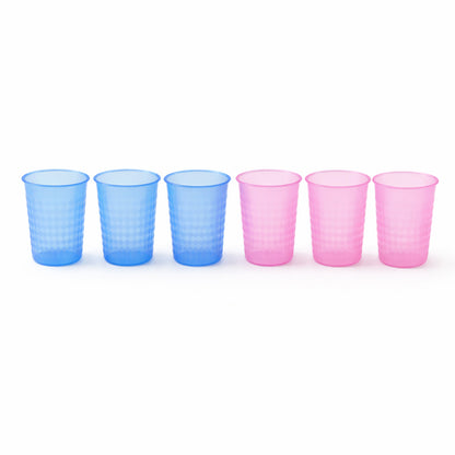 Set of six unbreakable plastic drinking glasses by Wukusy, 200ml each, with clear durable design for everyday use.
