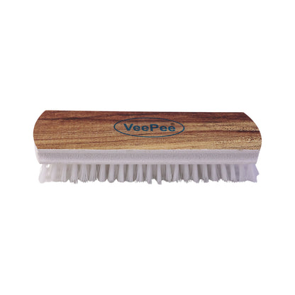 Wukusy Veepee cloth washing scrub brush with heavy-duty bristles and wooden handle for cleaning and scrubbing surfaces.