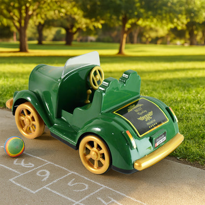 Vintage-style friction-powered wooden car toy by Wukusy, featuring a classic design and smooth finish.