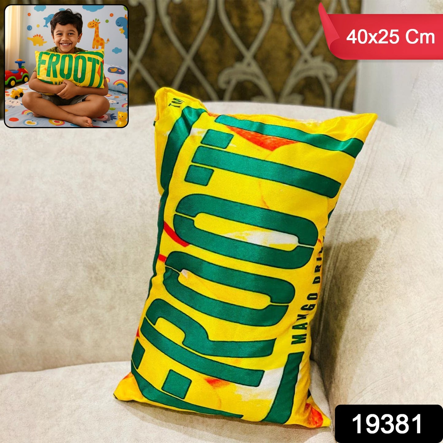 Soft plush cartoon character kids pillow cushion by Wukusy, 40x25 cm, perfect for babies and children's home decor.