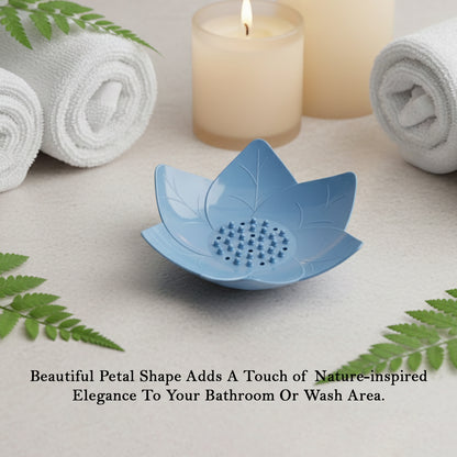 Wukusy Supermom 3-piece Lotus Blossom Design Soap Holder Set with decorative lotus flower motifs and modern ceramic finish.