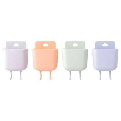 Wukusy multi-purpose plastic wall-mounted mobile charging holder set with four clips for organizing smartphones and cables.
