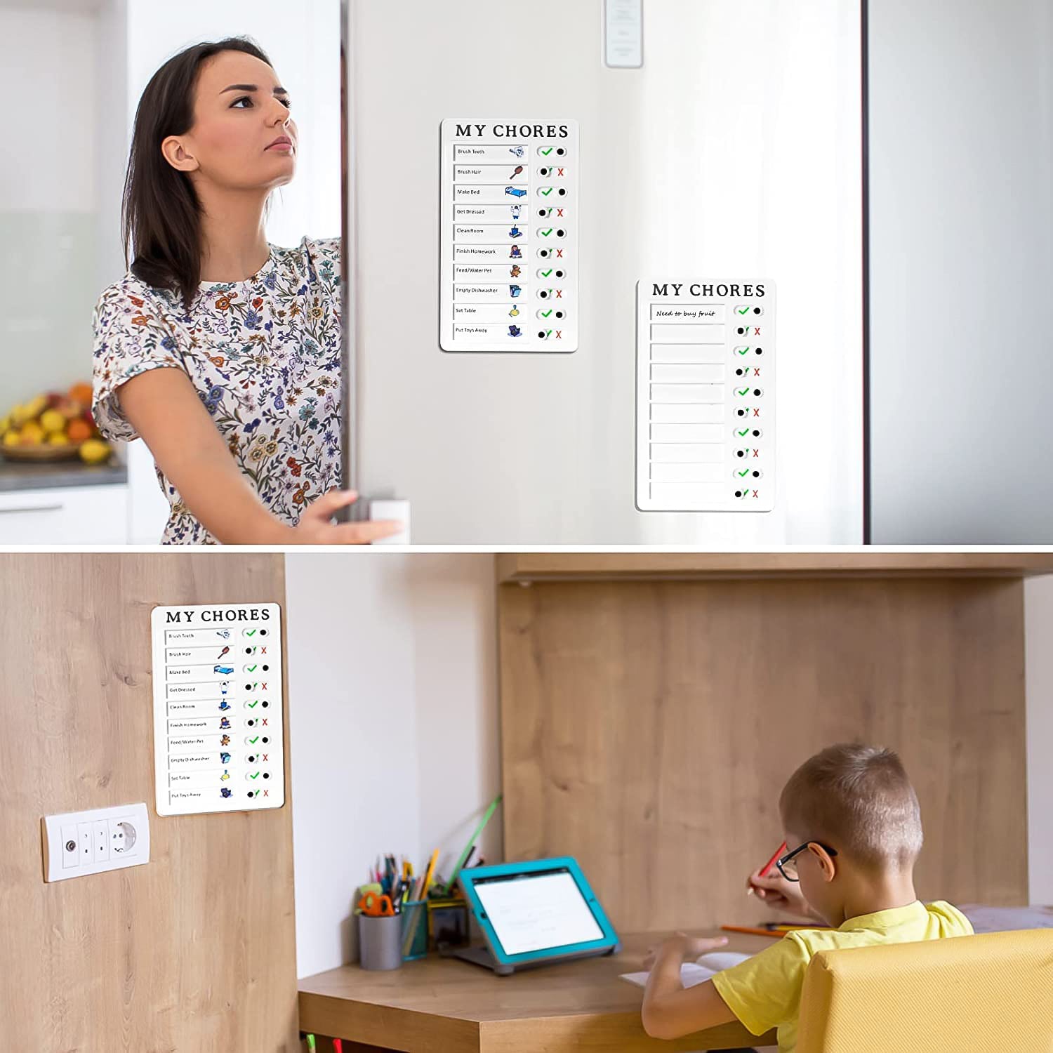 Wukusy 20x12cm portable My Chores home note board for managing tasks, planning, and reminders, designed for kids' organization.