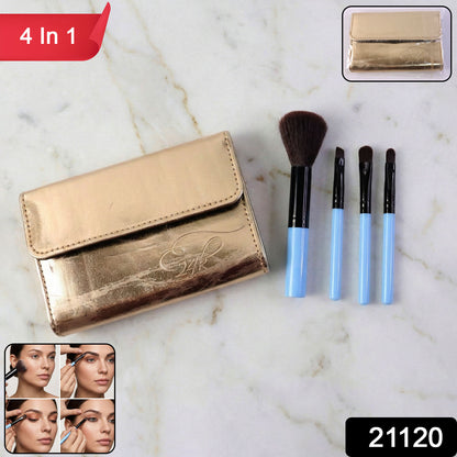 Wukusy 4-in-1 professional makeup brush set with different brushes for foundation, eyeshadow, and blending on a clean white background.