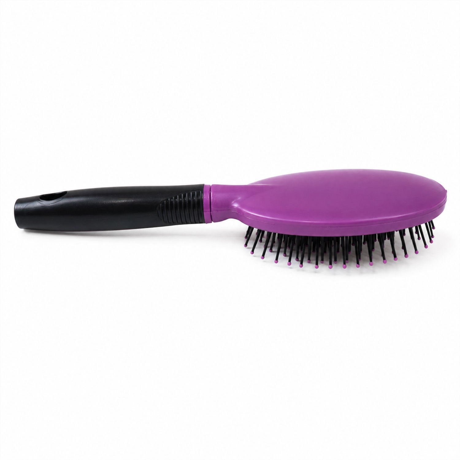 Wukusy cushioned paddle hair brush with ball tip bristles for men and women, shown with black cushioned surface and bristles.