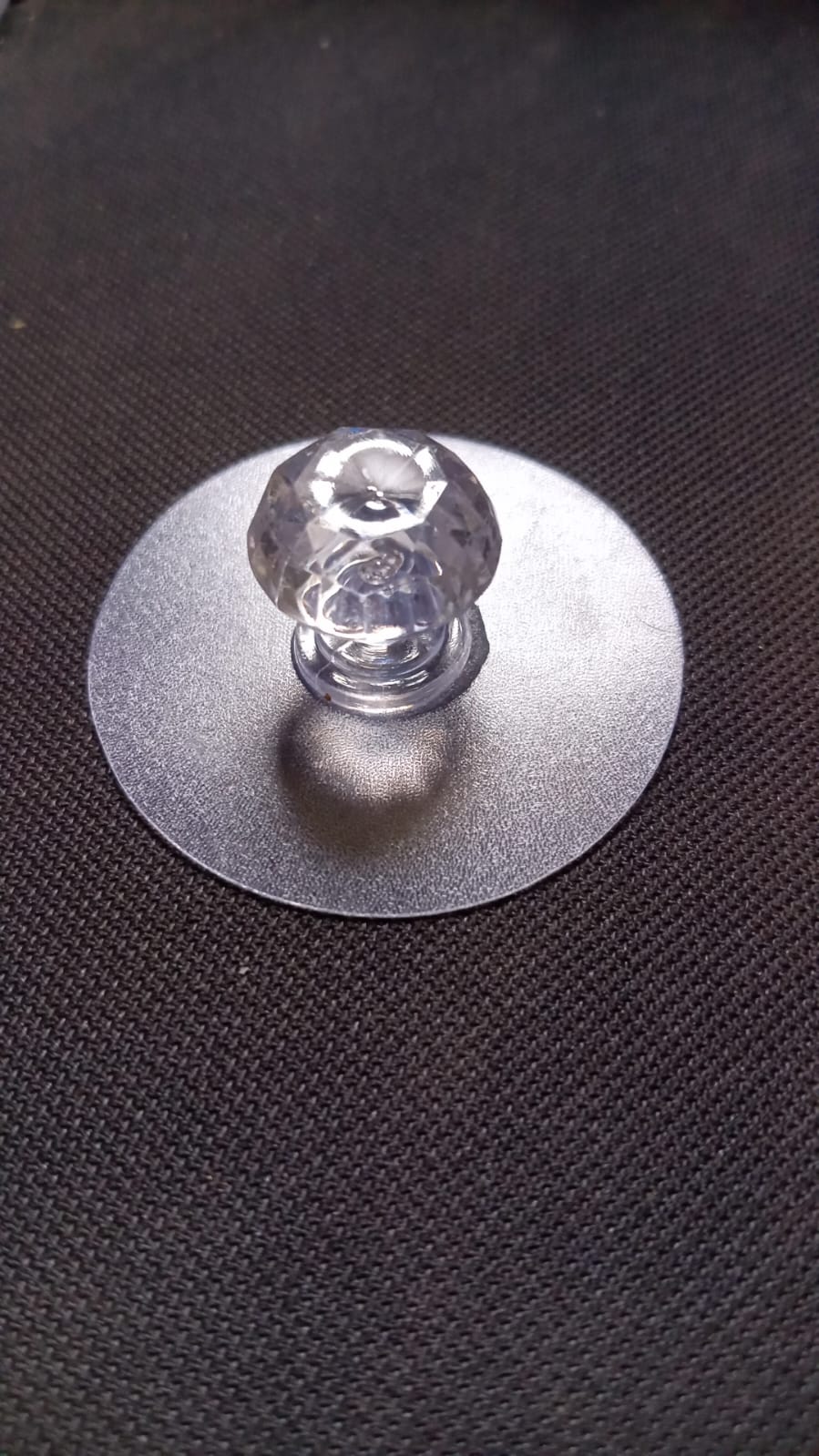 Clear diamond-shaped cabinet drawer knob by Wukusy, decorative crystal handle for wardrobe, kitchen, and bathroom furniture.