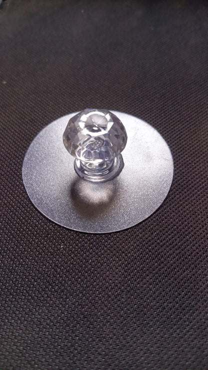Clear diamond-shaped cabinet drawer knob by Wukusy, decorative crystal handle for wardrobe, kitchen, and bathroom furniture.