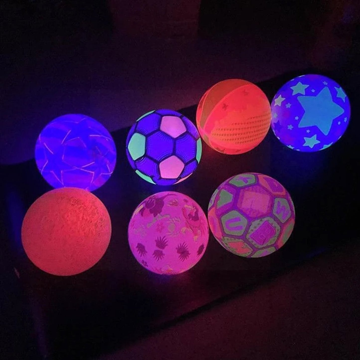Wukusy 8056 Bouncy Stress Reliever Rubber Ball for kids, fun LED light-up toy, soft and squeezable for stress relief and play.