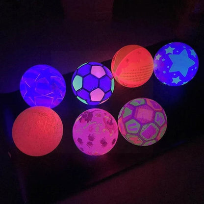 Wukusy 8056 Bouncy Stress Reliever Rubber Ball for kids, fun LED light-up toy, soft and squeezable for stress relief and play.