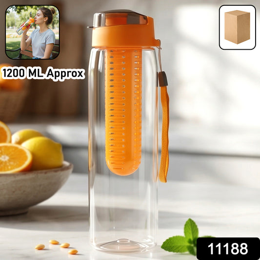 Wukusy premium 1200ml fruit infuser water bottle with a clear design and built-in infuser for fresh flavored hydration.