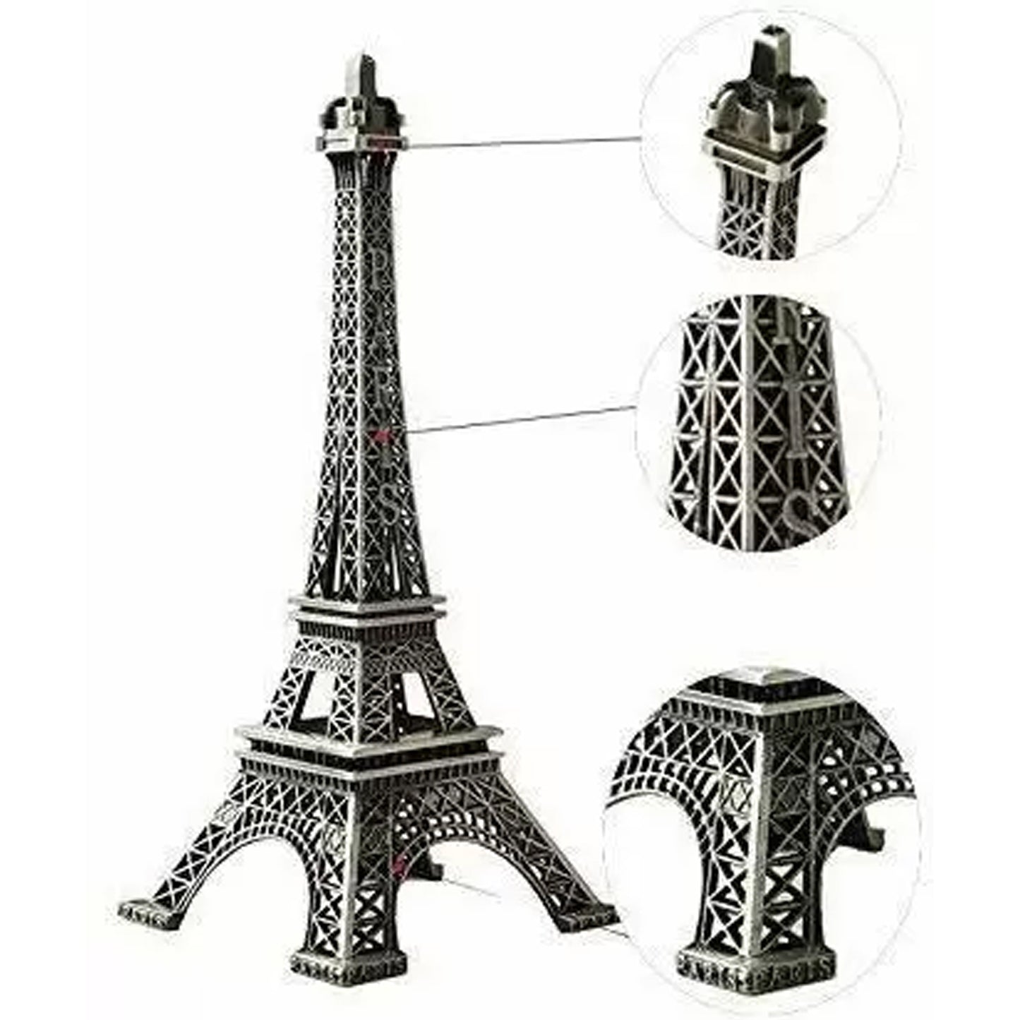 Wukusy antique finish 3D metal Eiffel Tower craft, decorative landmark statue for cabinets or office display.