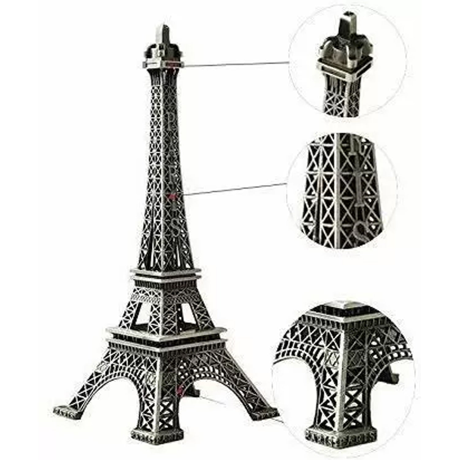 Wukusy antique finish 3D metal Eiffel Tower craft, decorative landmark statue for cabinets or office display.