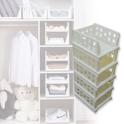 Wukusy 5-layer stackable multifunctional storage cart with foldable design, ideal for kitchen, closet, or laundry organization.