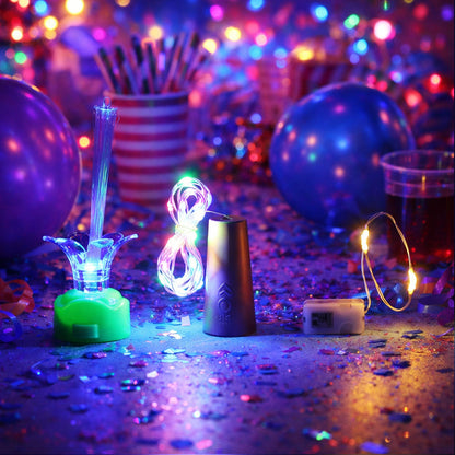 Wukusy 3-in-1 decorative LED party light combo set with colorful string lights, LED lanterns, and string bulbs for festive ambiance.