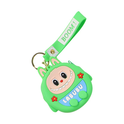 Wukusy cute cartoon character coin pouch with keychain and wrist strap, colorful and playful accessory for storing small items