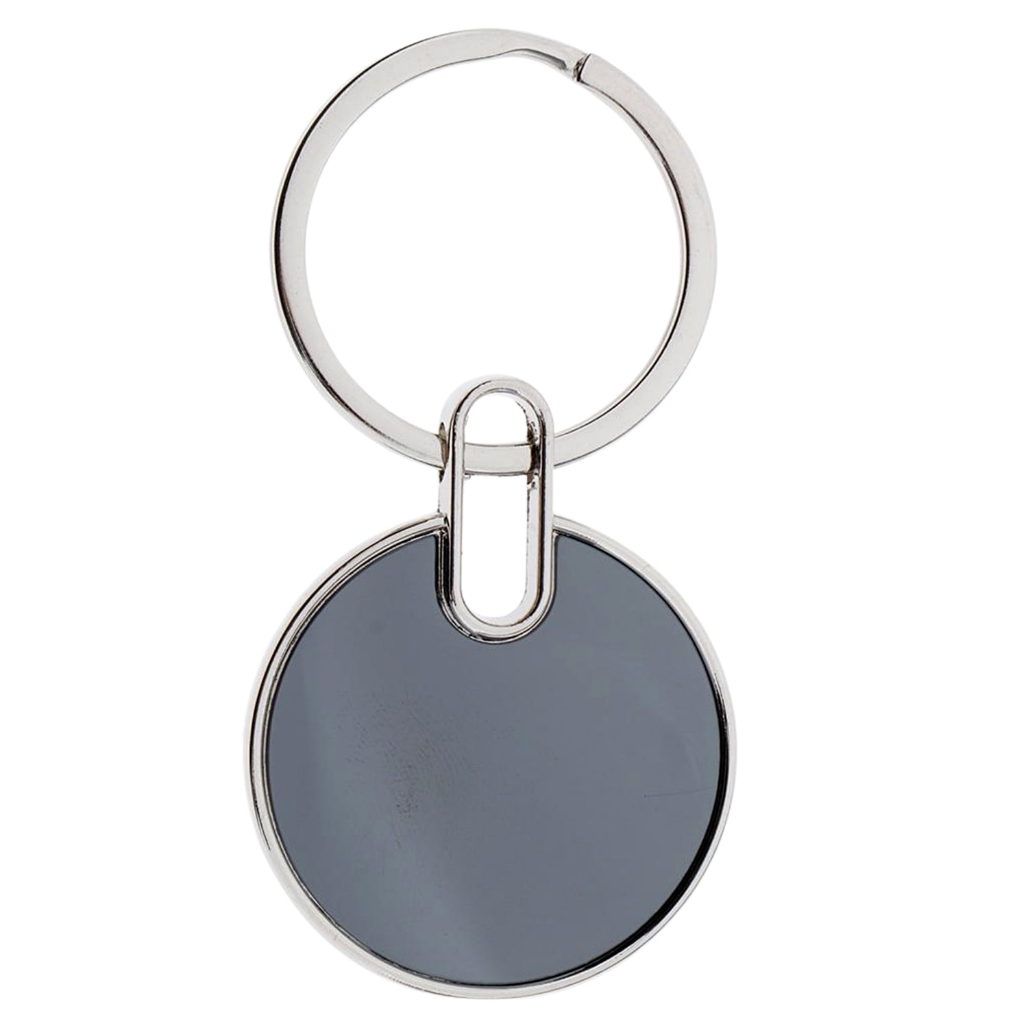 Black round metal keychain by Wukusy featuring a sleek, minimalist design with a smooth finish and sturdy keyring.