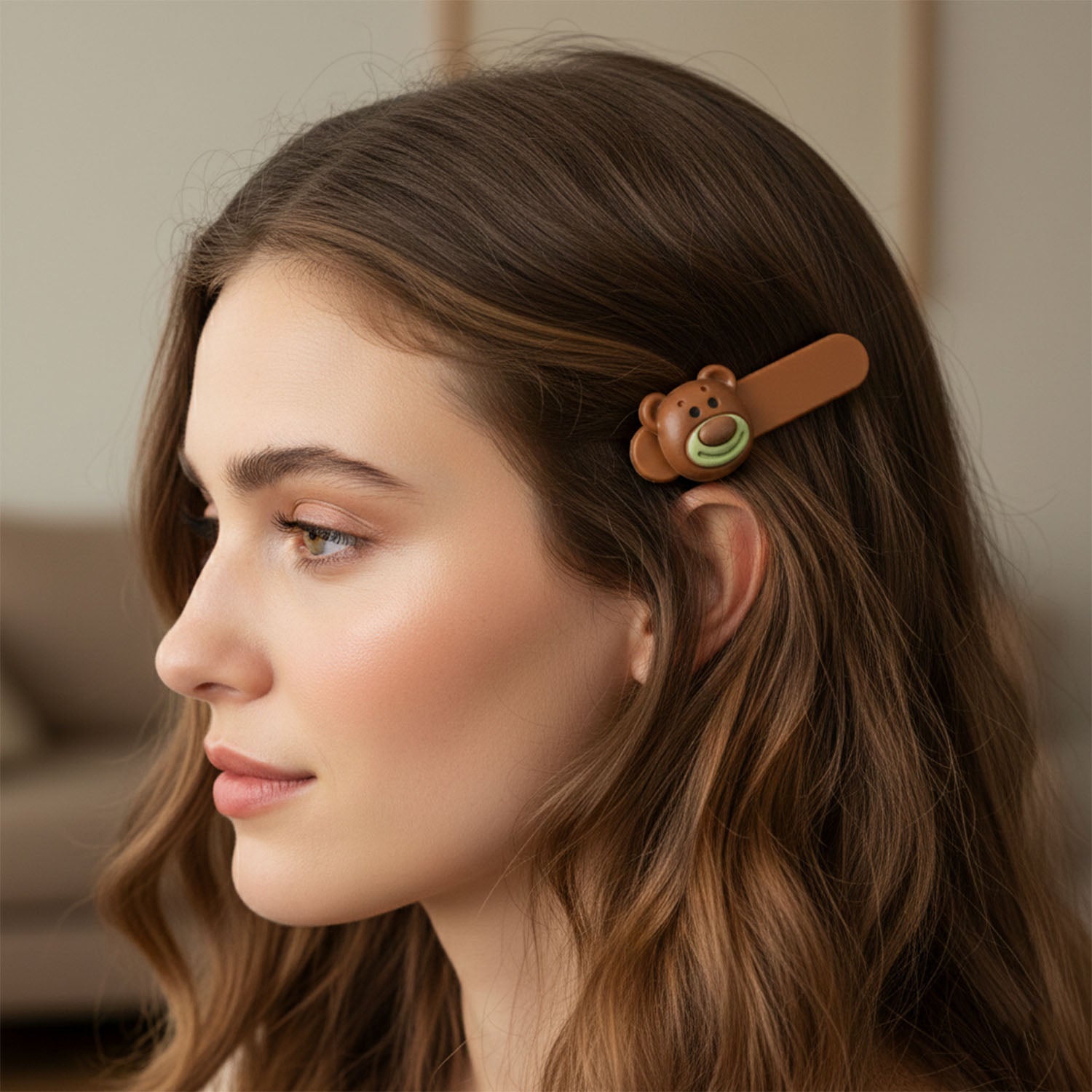 Set of four Wukusy cute bear face decorative hair clips, perfect for children's hairstyles and accessories.