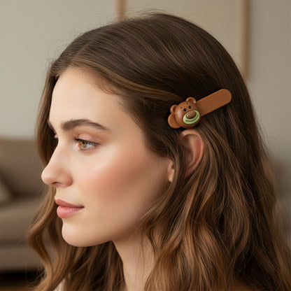 Set of four Wukusy cute bear face decorative hair clips, perfect for children's hairstyles and accessories.